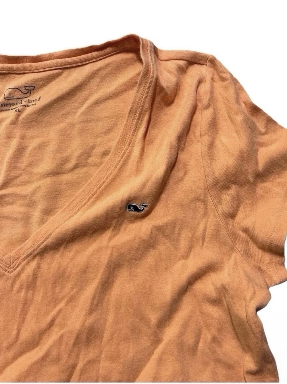 Women’s Vineyard Vines Orange Short Sleeve V Neck T Shirt Size XL - Picture 2 of 3